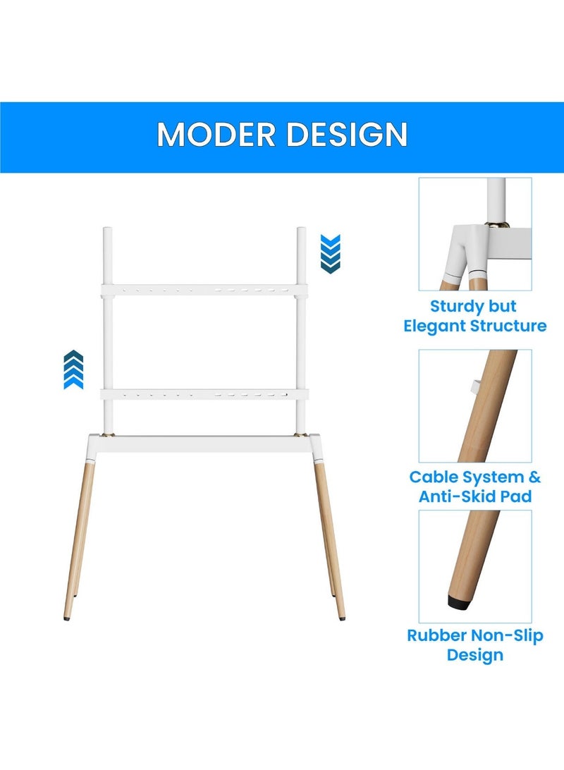 BEETEC Four-Legged Easel TV Floor Stand for 32"–75" TVs, VESA 600x400mm, 45kg Load Capacity, Adjustable Height, Snap Lock Design, Cable Management, White | TF-FS102W - Image 3